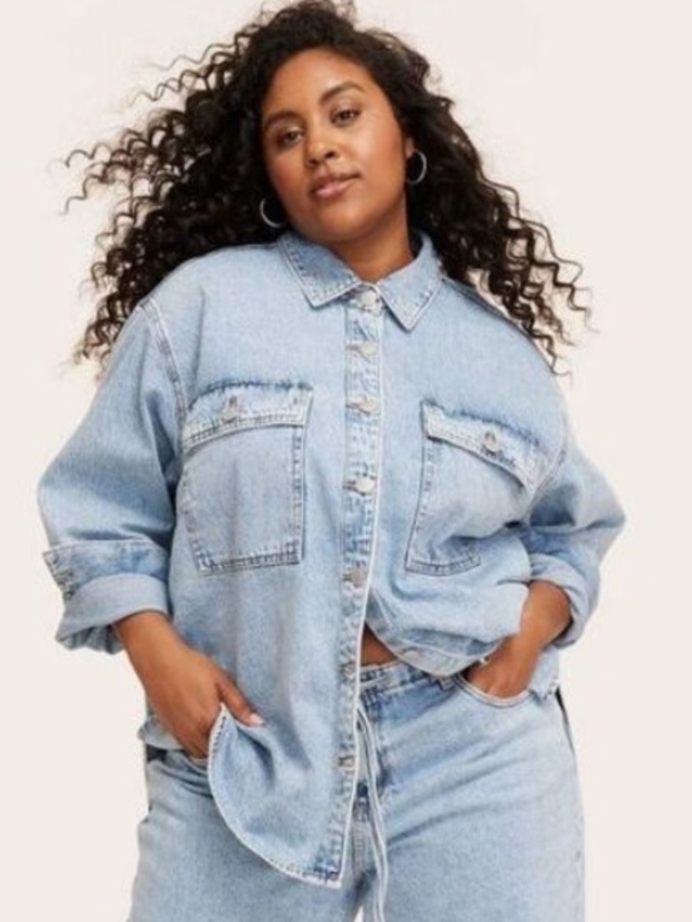 Parke x Target Medium light Wash Women's Long Sleeve Denim Shacket XL NWT - Picture 6 of 7